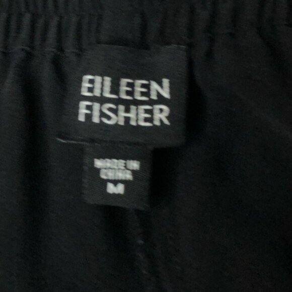 Eileen Fisher Black Elastic Waist Pull-on Straight Leg Pants Size Medium - Picture 9 of 9
